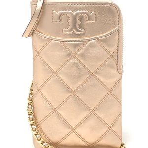 Tory Burch | Rose Gold Savannah Quilted Leather Smartphone Crossbody Bag